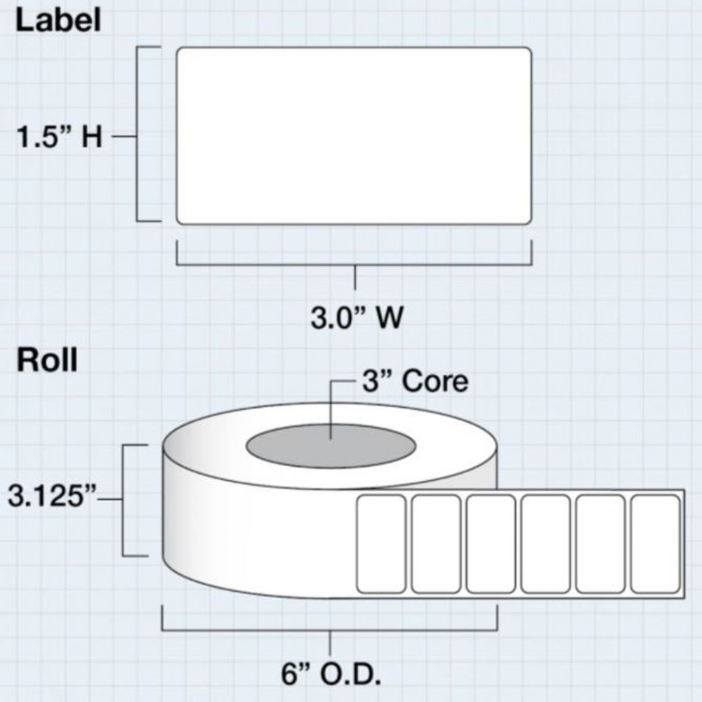 3 in x 1.5 in (76 x 38mm) Die Cut High Gloss Paper for IColor 200 / 250 (1550 labels per roll) #2